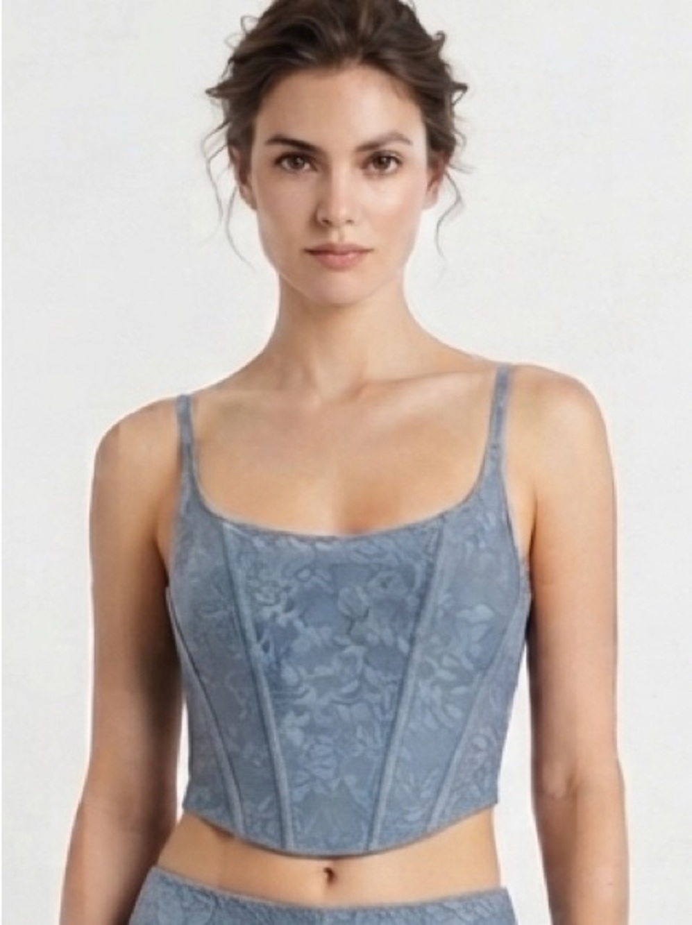Gilly Hicks Dusty Blue Gray Lace Crop Camisole
